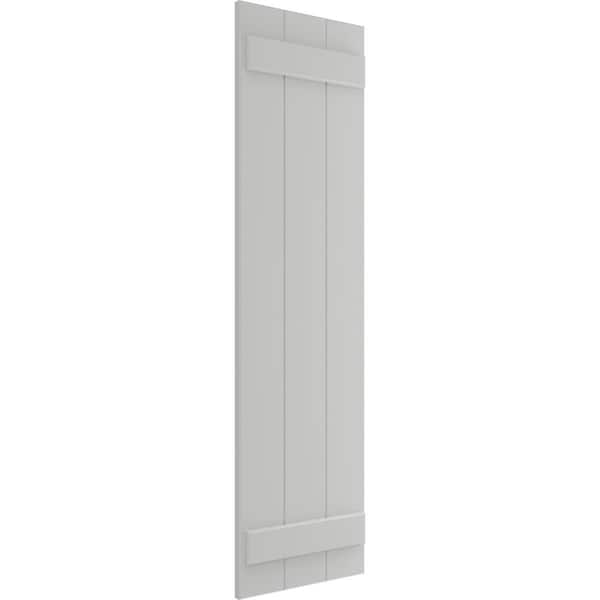 True Fit PVC Three Board Joined Board-n-Batten Shutters, Hailstorm Gray, 16 1/8W X 36H